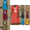 Versatile Women's Baggy Loose Short Sleeve V-neck Linen Kaftan Madi Dress Perfect For Daily Wear And Beach Outings