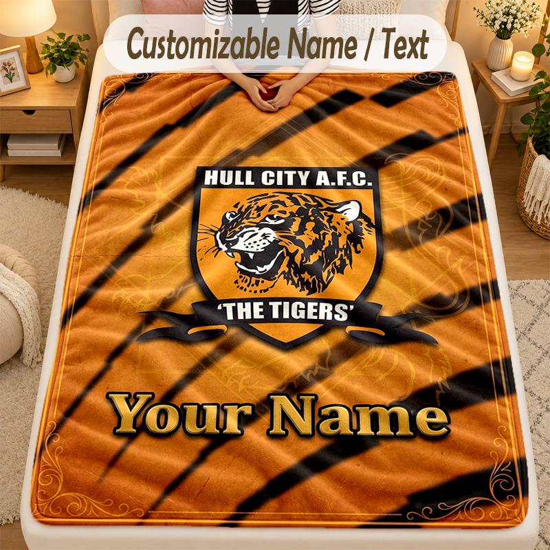 Flannel BlanketHull FC Custom Name Text Personalized Soft Warm Throw Blanket Home Decor Gift