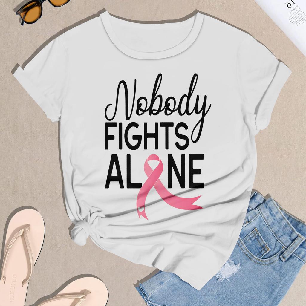 Women's Casual Halloween Breast Print T-Shirt Round Neck Pullover Short Sleeve Top