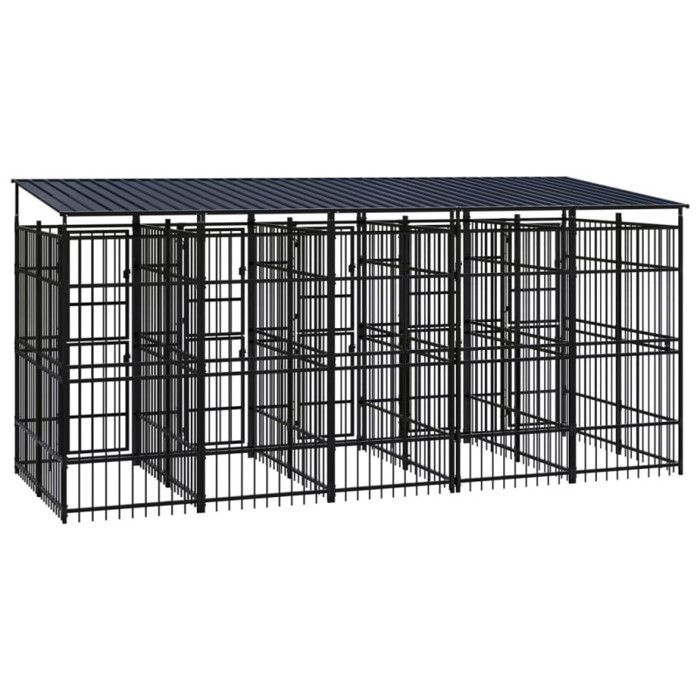 VidaXL Outdoor Kennel with Roof for Dogs Steel 9.22 M² Cage Enclosure 3097950