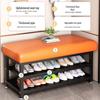 Wrought Iron Shoe Rack with Seating for Entryway