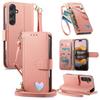 For Samsung Galaxy A57 A56 5G A54 A53 A52 A51 A71 4G A50 A30S Wallet Case - Zipper Purse with Card Holder, Stand, Wrist Strap