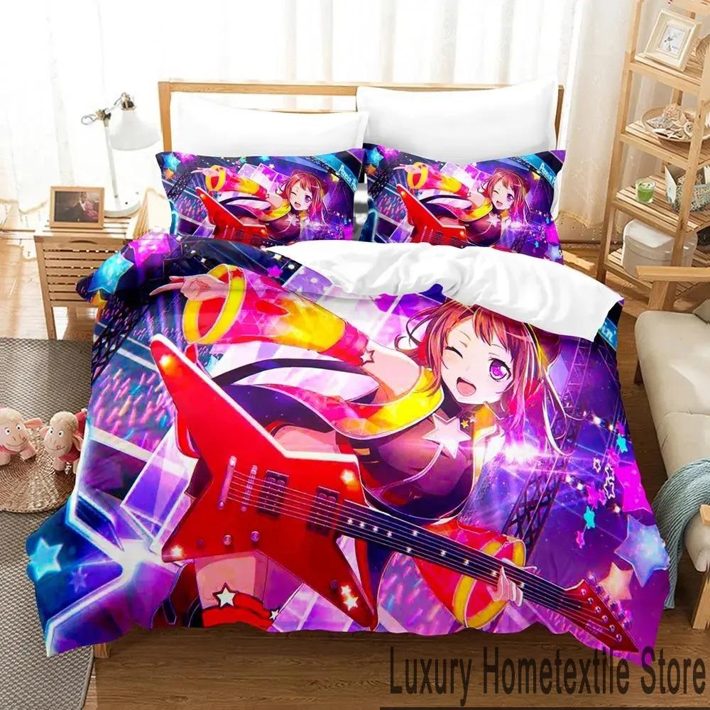 3D-tryck BanG Dream Anime Flickband Party Sängkläder Set Pojkar Flickor Twin Queen King Size Påslakan Örngott Säng pojkar Vuxen