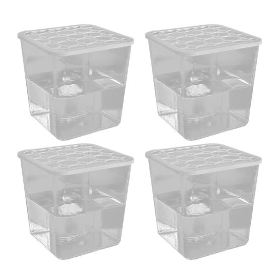 1/2/4Pcs Mini Flowerpot Round Hole Lid Transparent Design Easy Flower Arrangement Square Plastic Pot Home Decor