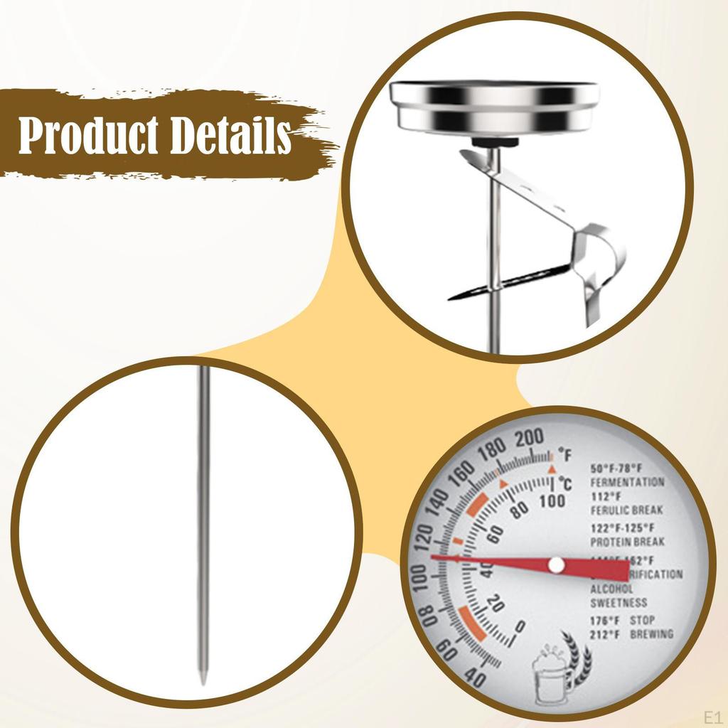 Stainless Steel Thermometer 0-100 deg C,High Temperature Heat Indicator,40-200of,Temp Gauge for