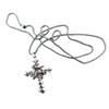 Neo-gotischer tiefroter Rosen-Oxidationssilber-Kreuz-Anhänger Lange Halskette für Damen Herren Hip-Hop Street Pullover Kette Schmuck Geschenke