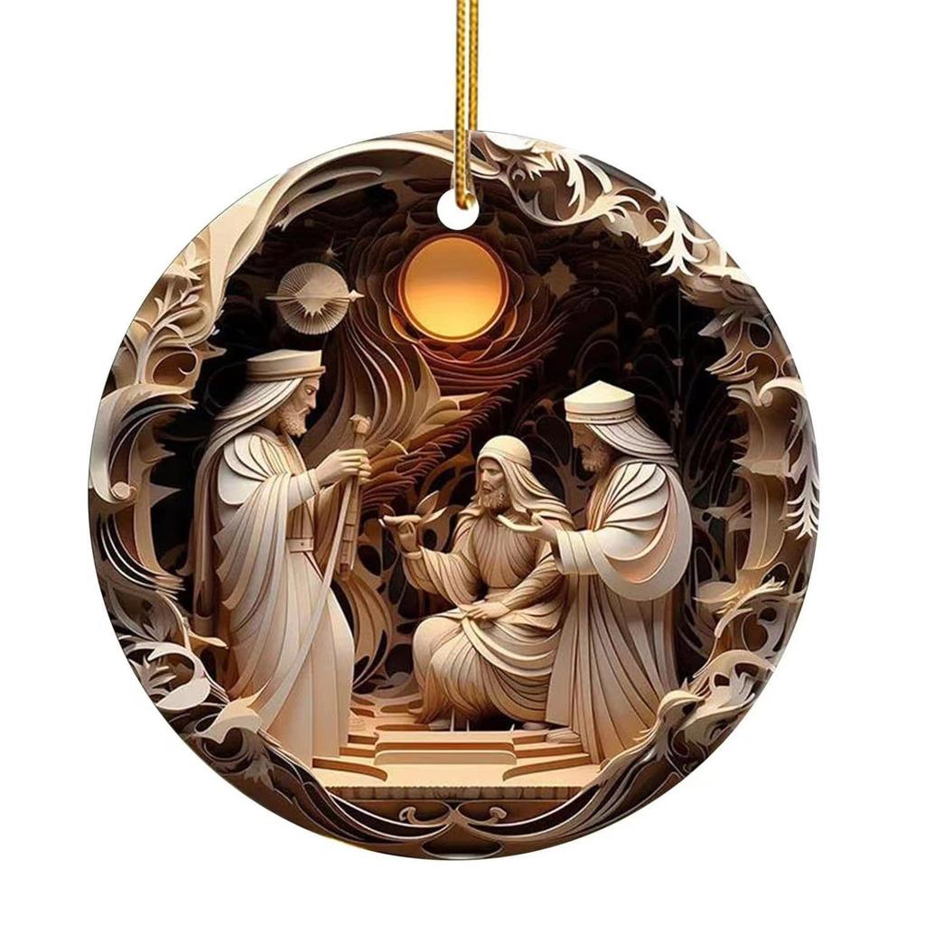 Miljøvennlig akryl Jesus fødsel hengende ornament Perfekt for juletre og festlig veggdekorasjon