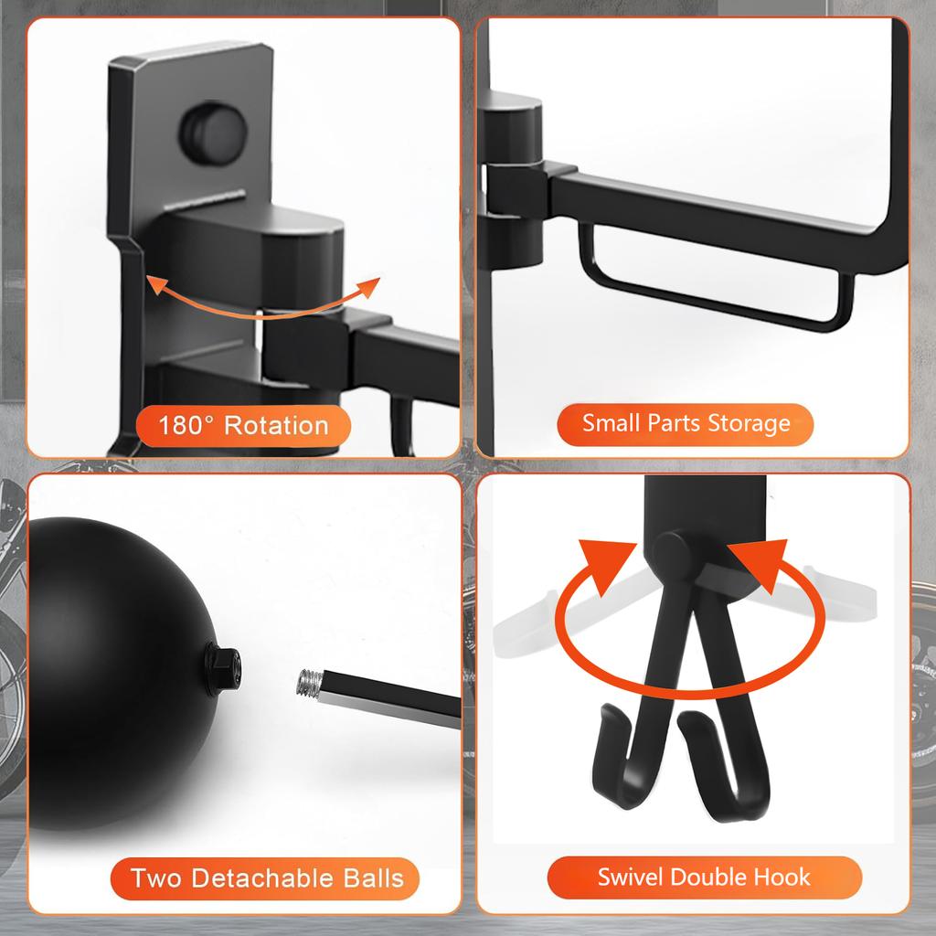 Motorcycle Helmet Holder Wall Mount Aluminum Helmet Hanger With Hooks Gloves Coats Storage Rack for Motorcycle Bike Helmets
