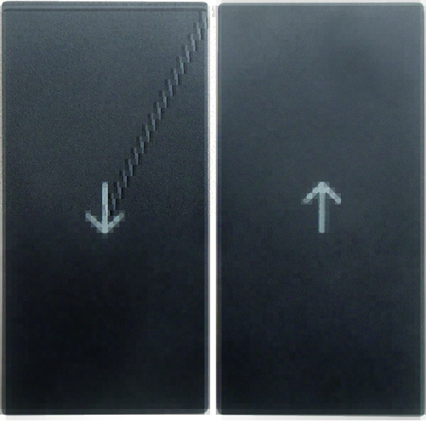 Keys with "arrow" symbol print for roller shutter switches, anthracite