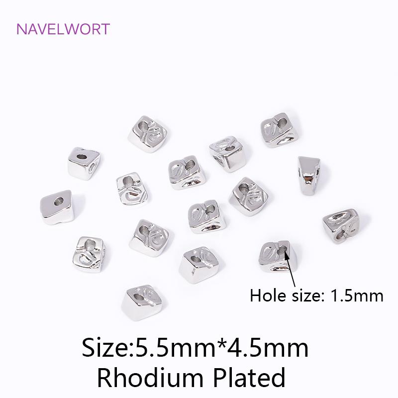 5.5mm*4.5mm 18K Gold Plated Irregular Spacer Beads Brass Metal Bulk Beads For DIY Bracelet Jewelry Making Accessories
