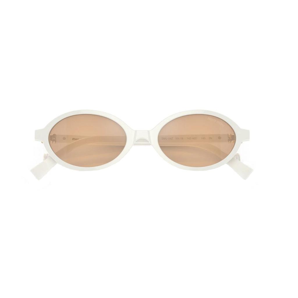 MIU MIU Oval Frame Sunglasses With Patterned Temples Women Sunglasses White SMU04Z1420D