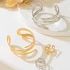 Stainless Steel Water Drop Bangle Ring Set for Women Geometric Teardrop Open WristCuff Irregular Twisted Bracelet Jewelry