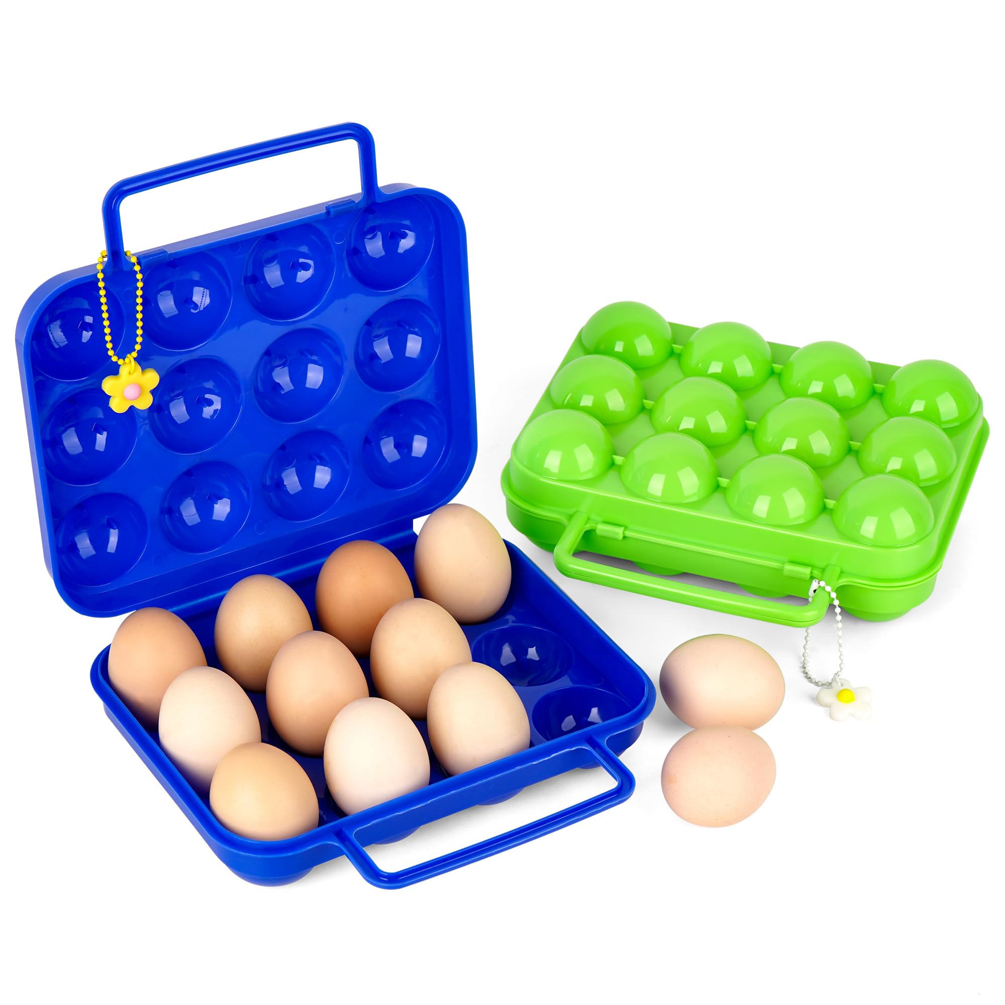 JANKOW Набор из 2 портативных держателей для яиц на 24 ячейки с ручками Переноски для яиц Контейнеры для яиц для путешествий походов на природу и пикников Зеленый и Синий 4450₽