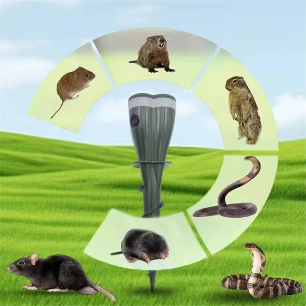 Solar Powered Waterproof Spiral Mole Repellent Ultrasonic Rodent/Snake/Bird Animal for Farm Courtyards