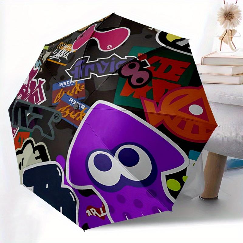 Splatoon? Automatic Windproof Folding Umbrella, Travel Umbrella for All Occasions, Cartoon Portable Umbrella a0823018