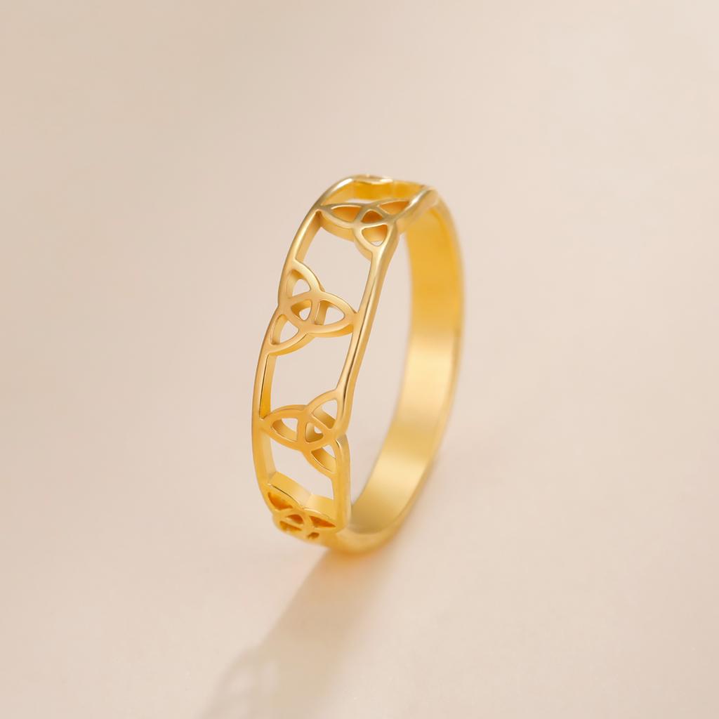 Trinity Triquetra Celtics Knot Rings Stainless Steel Gold Finger Ring Talisman Amulet Jewelry Gift for Women