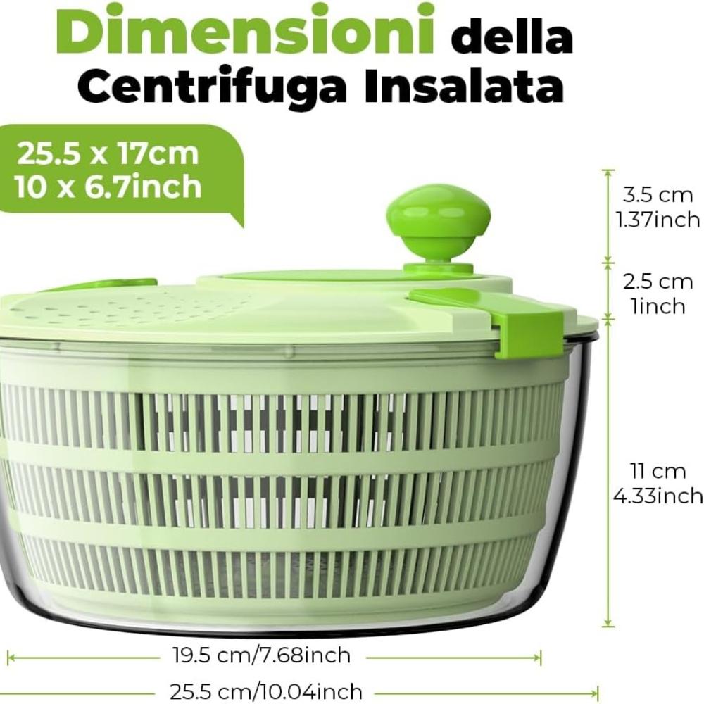 Vihoom Salad Centrifugal, Large Capacity 4.5L Salad Dryer, Kitchen Salad Squeezes with Bowl and Mesh Basket, Washes and Dries Vegetables and Fruits