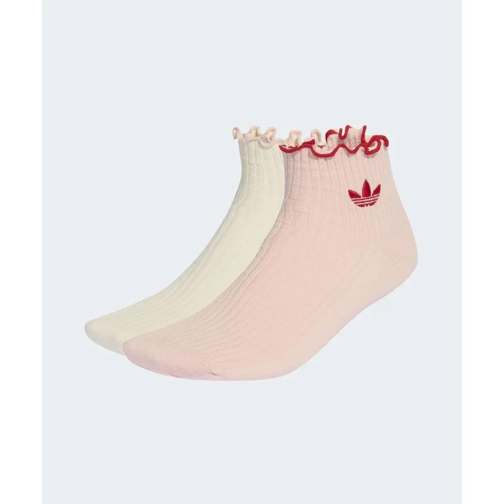 2 Pairs of Adidas Ruffle Socks - Cream White:Sand Pink KR3430 5972535
