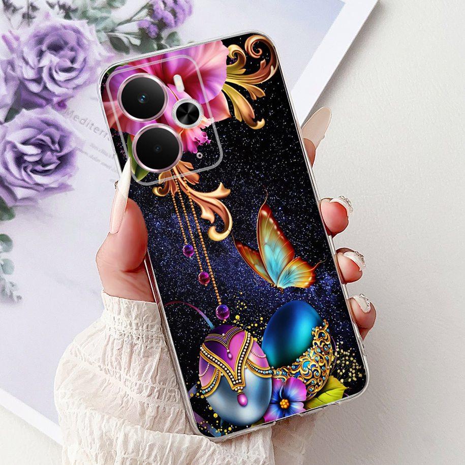 For Realme 14 5G Case Realme 14T Cover RMX5078 RMX5075 Shockproof Silicone Soft TPU Flower Bumper For Realme14 14 T Phone Shells