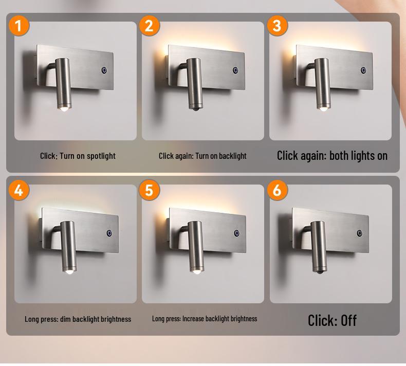 Italian Minimalist Bauhaus-Style Rotatable Wall Lamp with Switch for Bedroom
