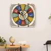 Silent Wooden Decorative Square Wall Clock Battery Operated Wall Clocks Rustic Style Home Decoration Square Wall Clock