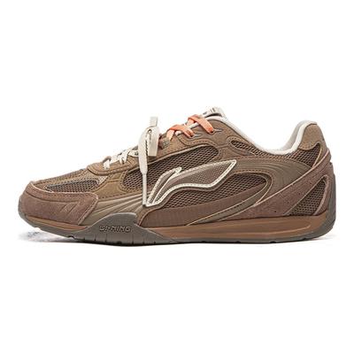 Li Ning Klassische Dünne Sohle Retro Lässige Mode Bequem Leicht Weich Elastisch Rutschfest Abriebfest Niedrige Schnürschuhe Lifestyle Schuhe AGLW196-3