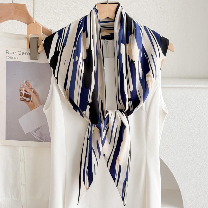 Cheongsam Shawl Women's Summer Outfit Simulation Silk Ethnic Style Triangle Scarf Cloak Versatile Tassel Travel Photo Scarf