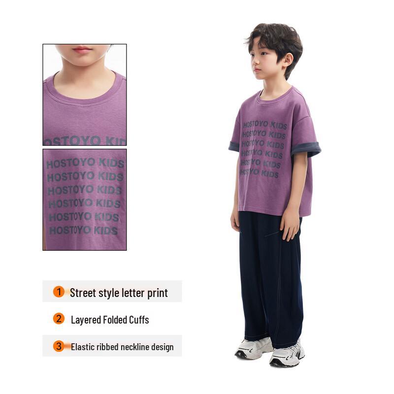 Boys' Letter Print Loose Fit Short Sleeve T-Shirt