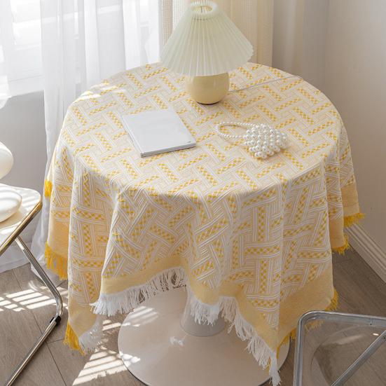 Tablecloth Tassel Design Heat Resistant Breathable Washable Non Pilling Non-slip Table Cover for Dining Room