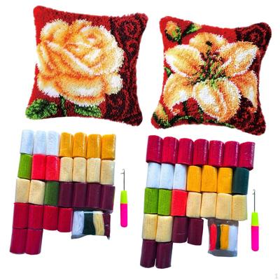 2 Pieces Latch Hook Kits DIY Throw Pillow Cover for Home Decoration A