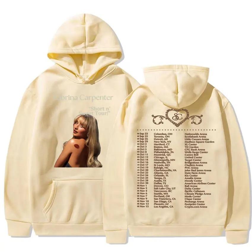 Sabrina Carpenter Kısa ve Tatlı Tur Kapüşonlu Sweatshirt Erkek Kadın