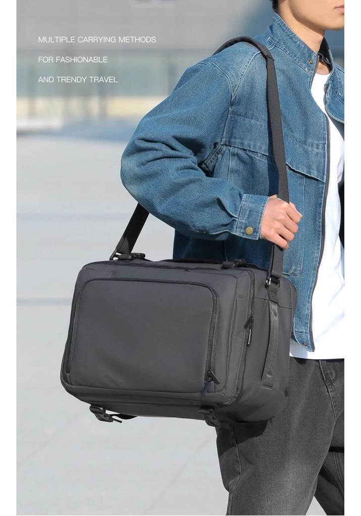 Men's Large Capacity Business Backpack - Convertible Crossbody and Double Shoulder Bag for Travel