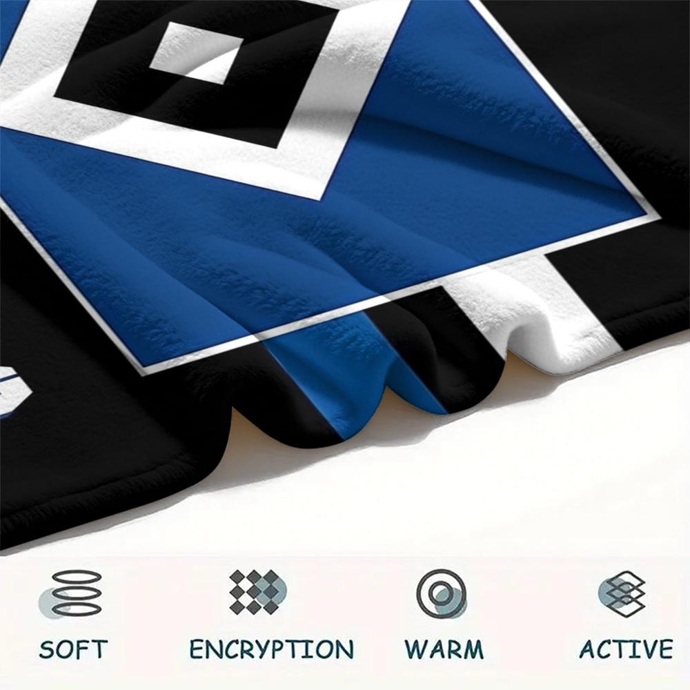 1PC Blue Diamond Emblem Custom Name Patterned Flannel Blanket Suitable For All Seasons For Home Decor Warmth And Comfort Gifts Holiday Present
