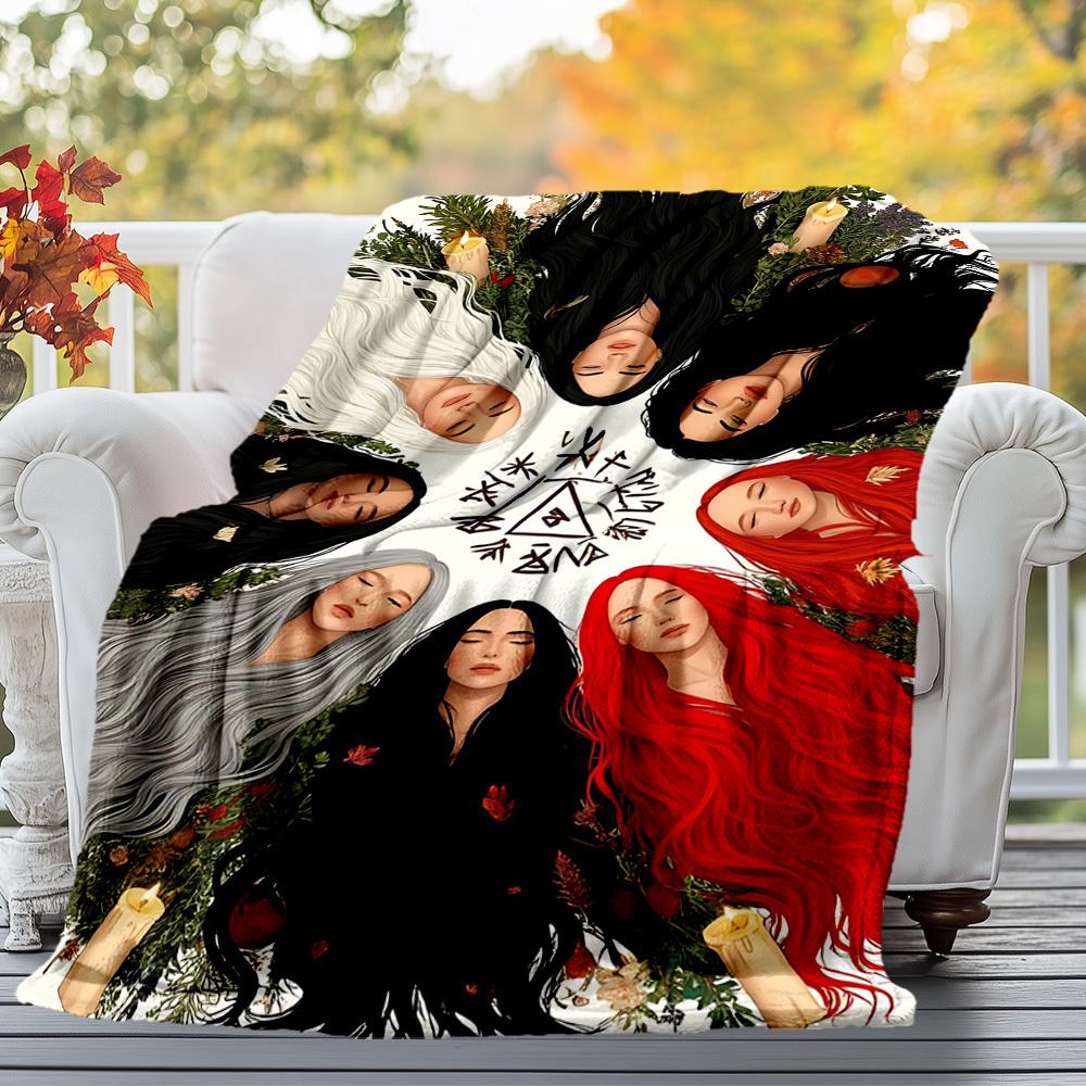 1PC Wicca WitchcraftOutdoor Flannel Blanket - Soft Plush Decor for Picnics, camping, Bedroom, Playroom, Office, or Lunch Break 1288A
