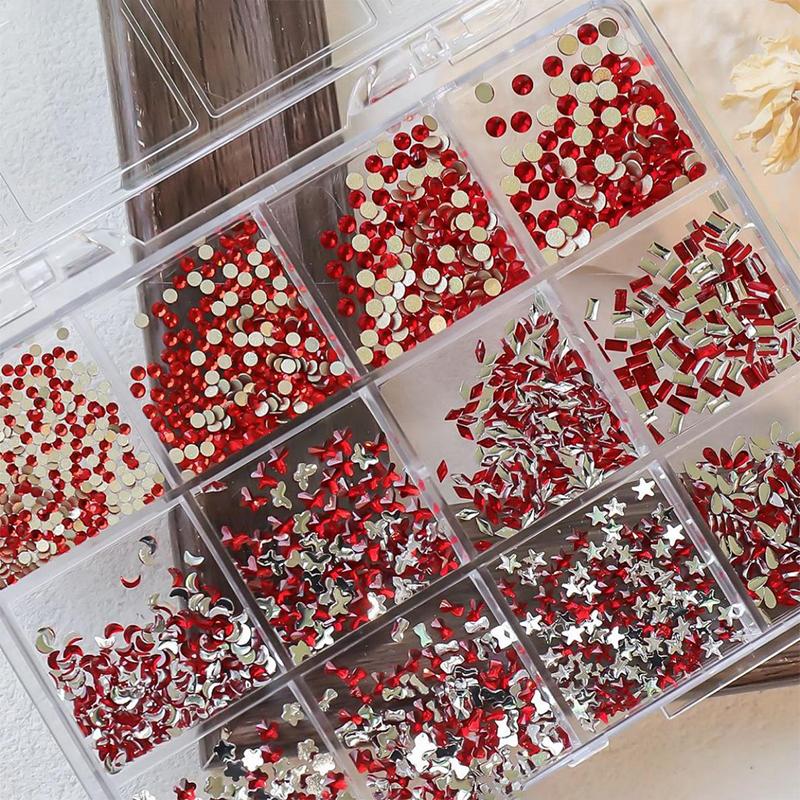 Flatback Nail Rhinestones 3D Decals Assorted DIY Decorations Easy Apply for Women Girls Nail Art Design