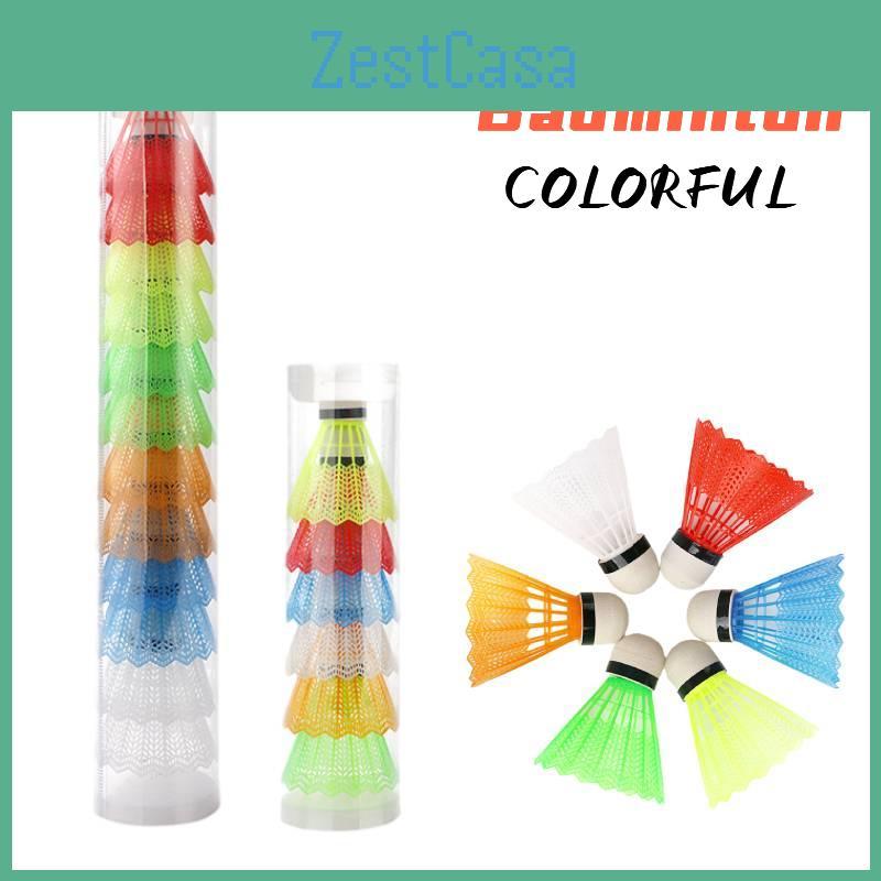 Jenorway Bunte Plastik-Badmintonbälle im Eimer Ideal für Kinder Schaumstoffballköpfe Vollrund Federstil