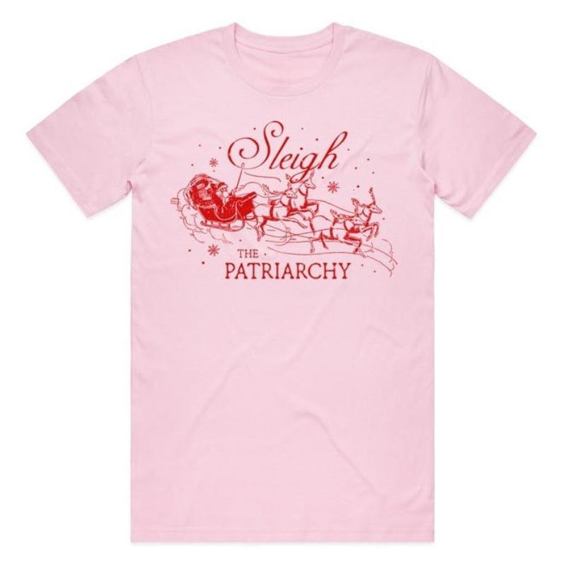 Sleigh The Patriarchy Christmas TShirt Tee Top Xmas Gift Unisex Womens Fashion Graphic T Shirts Aesthetic Clothes Y2k Top Tee S