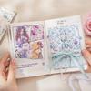 30Sheets/book Long Flower Stickers Gift Packaging Stickers Paper Material Handmade Account DIY Landscape Collage Decoration