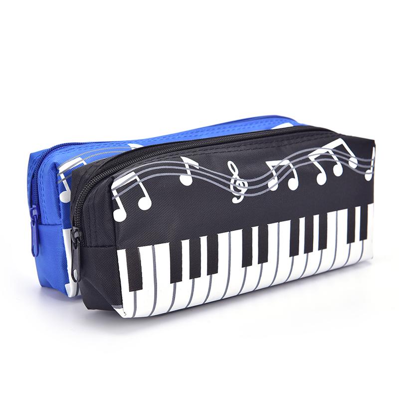 Music Notes Piano Keyboard Pencil Case Pen Bags Large Capacity Stationery Office