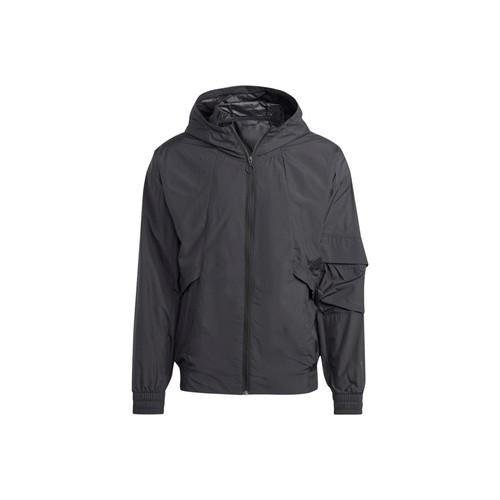 

adidas Solid Color Fitted Sports Casual Hoodie Jacket for Men, Black L чёрный