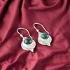 Rare Malachite Gemstone 925 Sterling Silver Jewelry Handmade Drop Earrings 1.43" EE-117-31