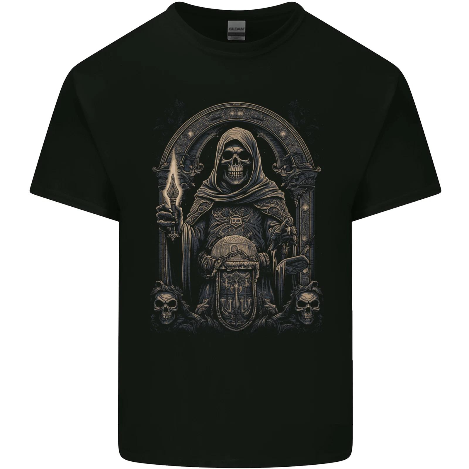 Gothic Grim Reaper Goth Heavy Metal Skull 7 Kids T-Shirt Childrens S