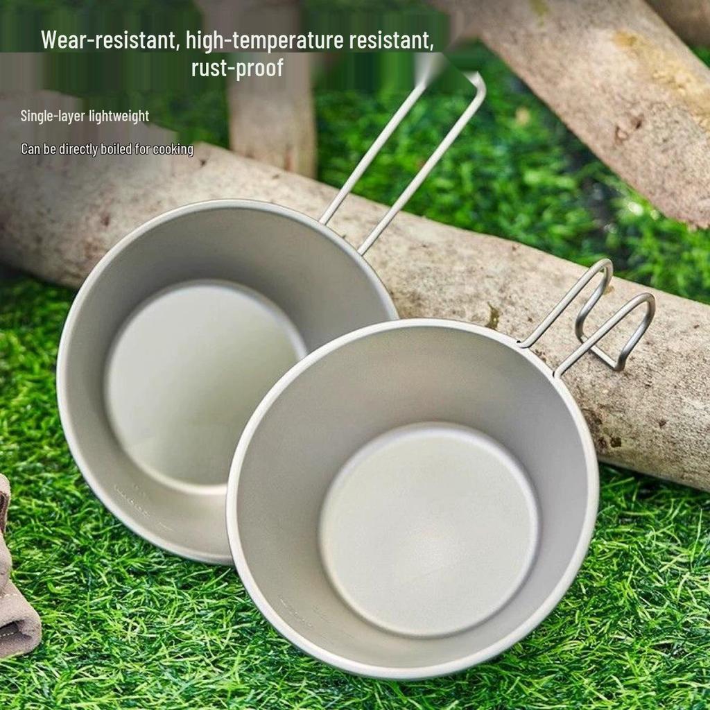 Portable Titanium Folding Snow Shovel & Camping Bowl/Cup for Outdoor Use