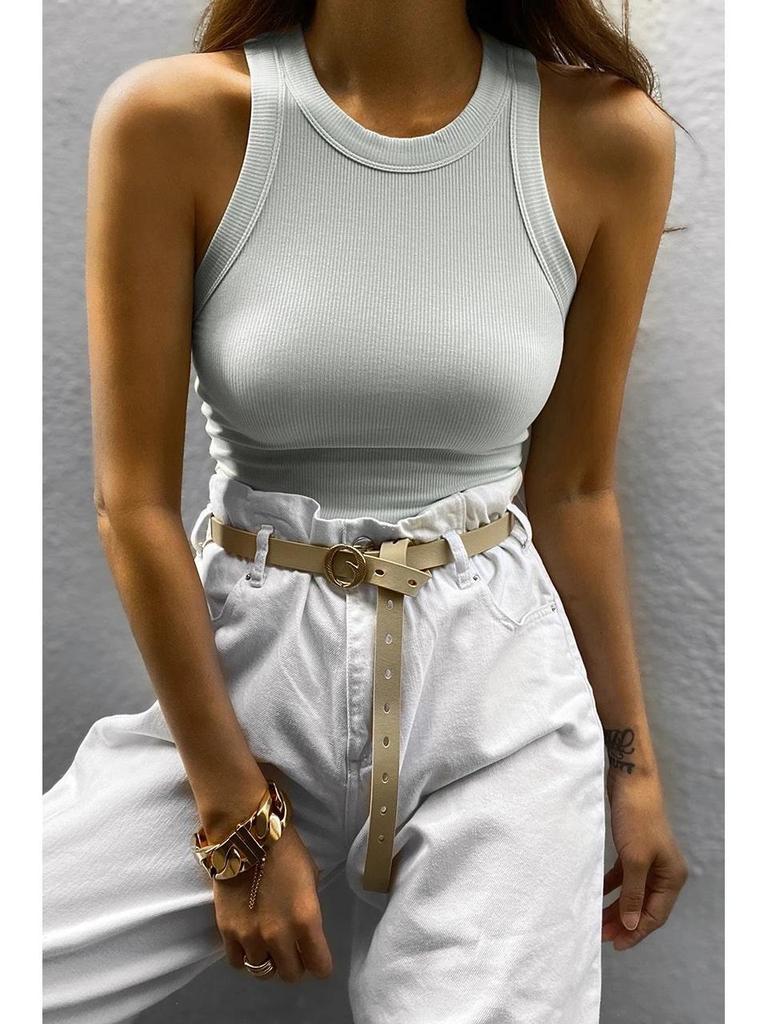 2024 Europäischer und Amerikanischer Rundhals Ärmellos Slim Kurze Weste - Sexy, Modisch, Alleskönner