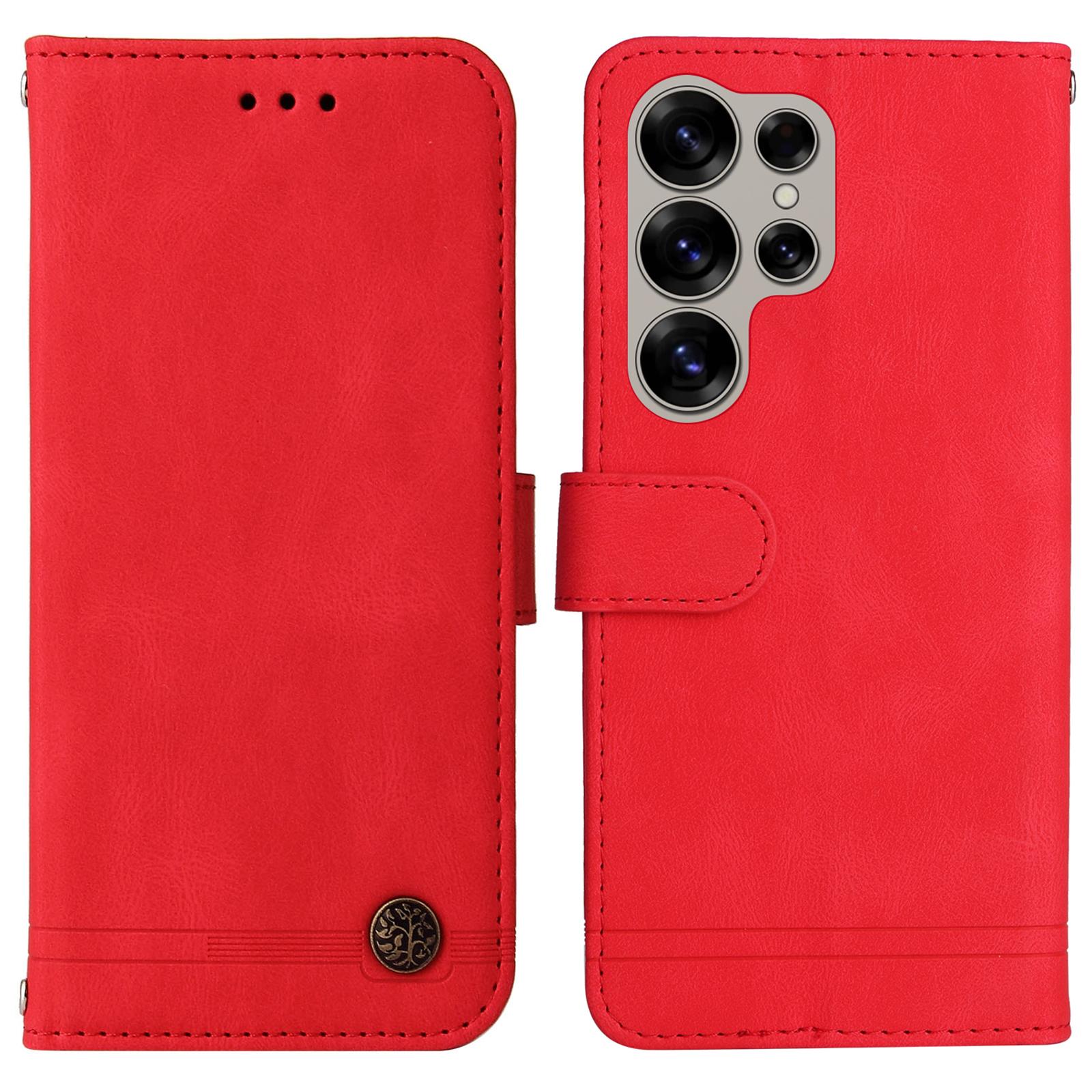 

For Samsung Galaxy S25 Ultra Leather Wallet Cases Skin Touch Phone Cover Stand with Strap A