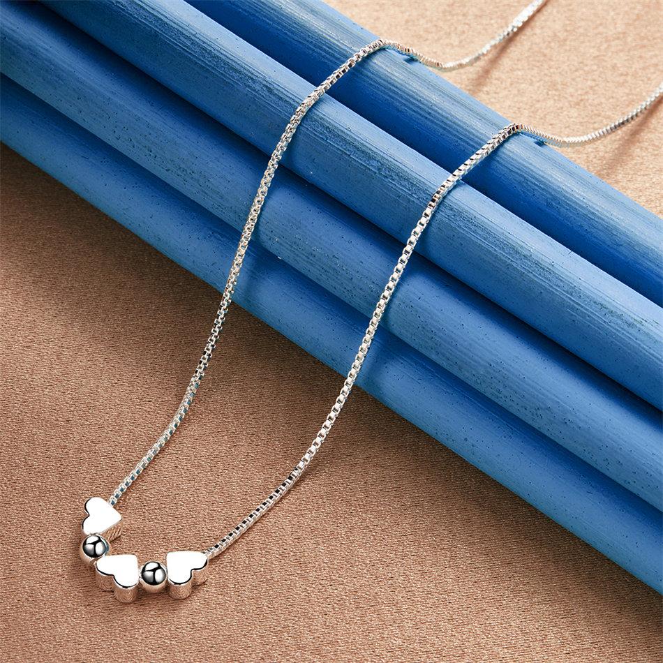 925 Sterling Silver Luxury Three Love Hearts Necklace for Women Fashion Party Favor Wedding Accessories
