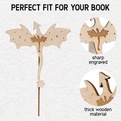 Handmade Dragon Bookshelf Decor, Wooden Fourth Wing Double Dragon Book Insert, Handmade Decorative Bookends For Books Lovers