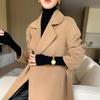 Women's Extra Long Wool Double-Faced Overcoat - Autumn/Winter Fashion with Suit Collar