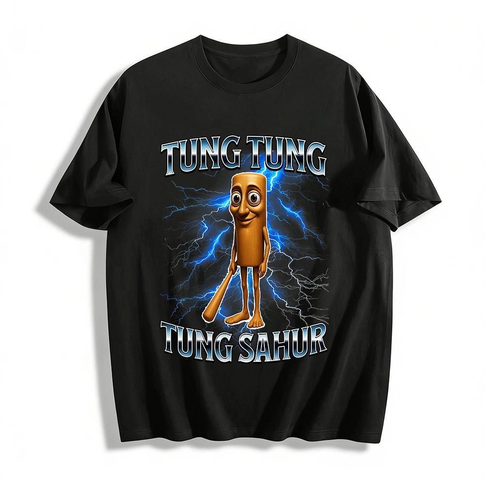 

Funny Lightning Stick Figure T-Shirt Sahur Pre-Dawn Meal Themed Top Pure cotton T-shirt XXS