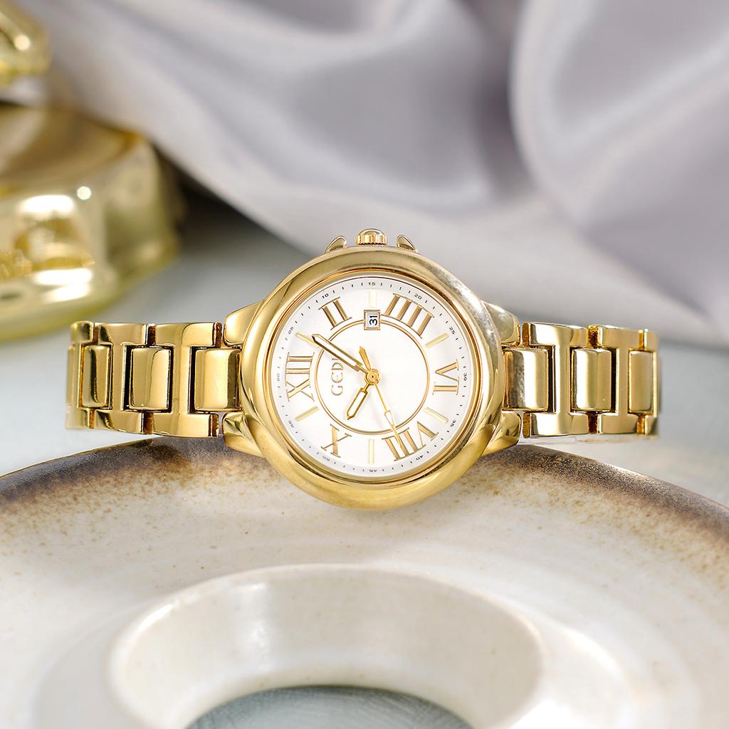 Small Disc Vintage Roman Steel Belt Watch Ladies Premium Calendar Window Luxury Quartz Watch